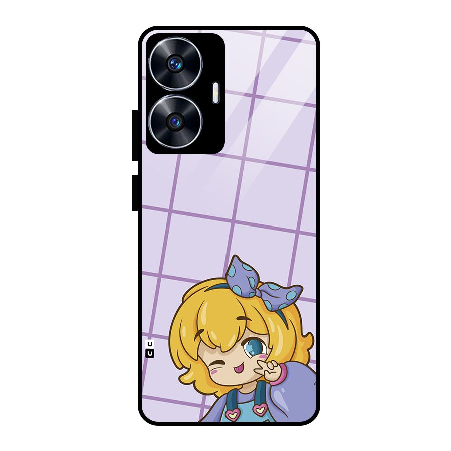 Cute Anime Illustration Glass Back Case for Realme Narzo N55
