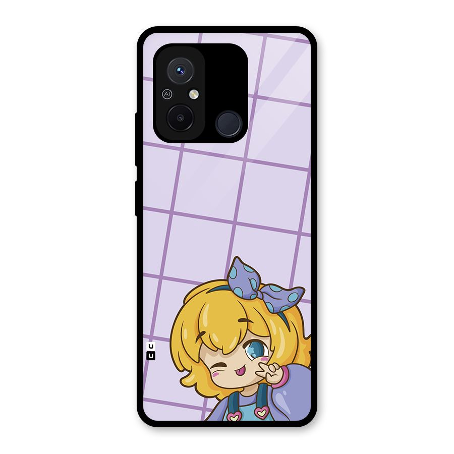 Cute Anime Illustration Glass Back Case for Redmi 12C
