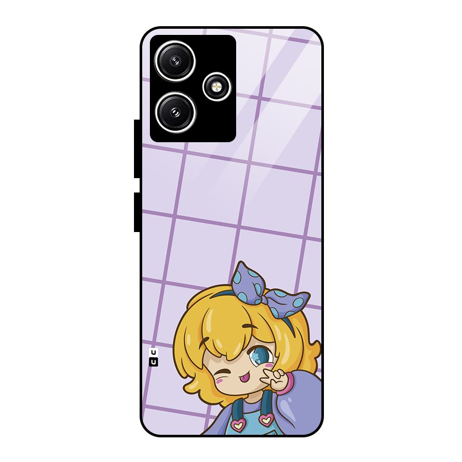 Cute Anime Illustration Glass Back Case for Redmi 12 5G