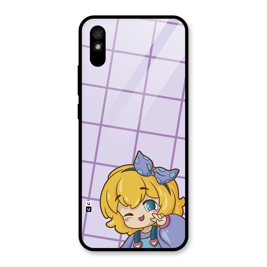 Cute Anime Illustration Glass Back Case for Redmi 9A