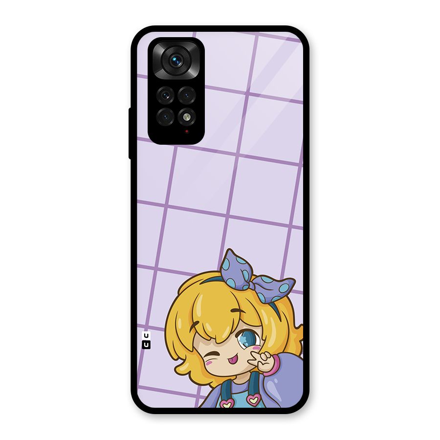 Cute Anime Illustration Glass Back Case for Redmi Note 11S