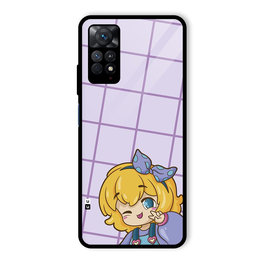 Cute Anime Illustration Glass Back Case for Redmi Note 11 Pro