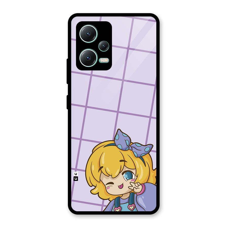 Cute Anime Illustration Glass Back Case for Redmi Note 12 5G