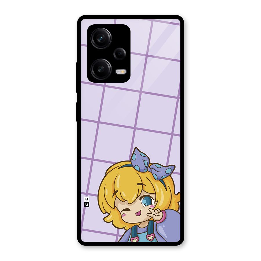 Cute Anime Illustration Glass Back Case for Redmi Note 12 Pro