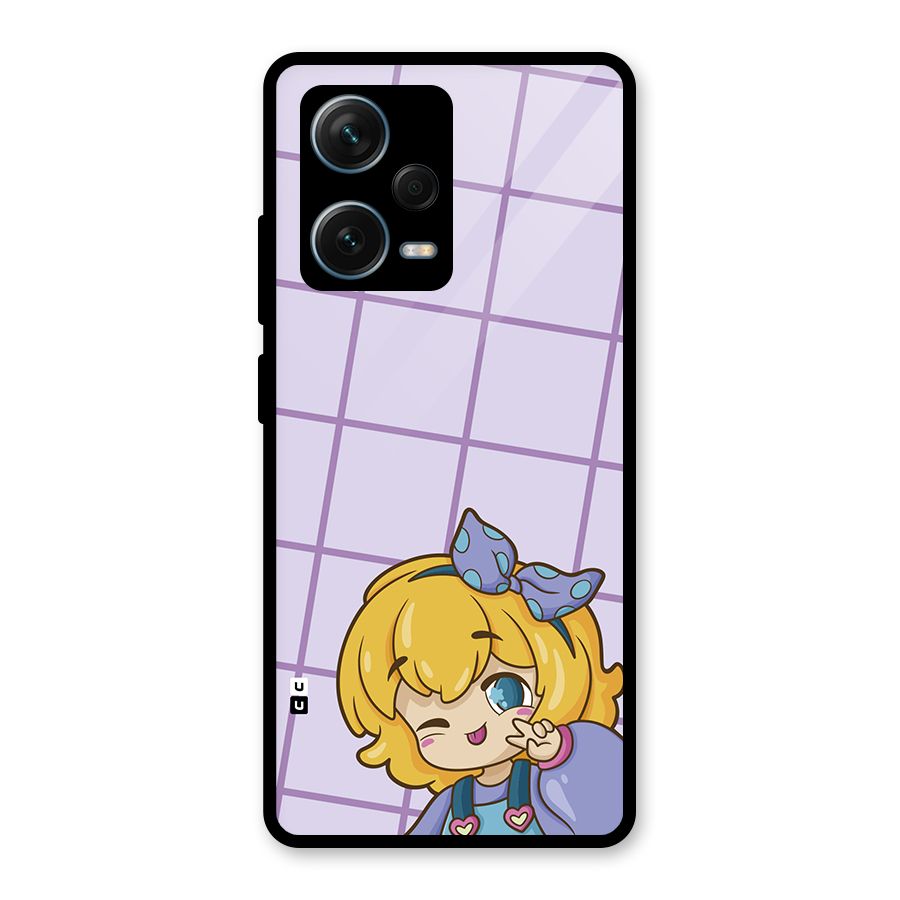 Cute Anime Illustration Glass Back Case for Redmi Note 12 Pro Plus 5G