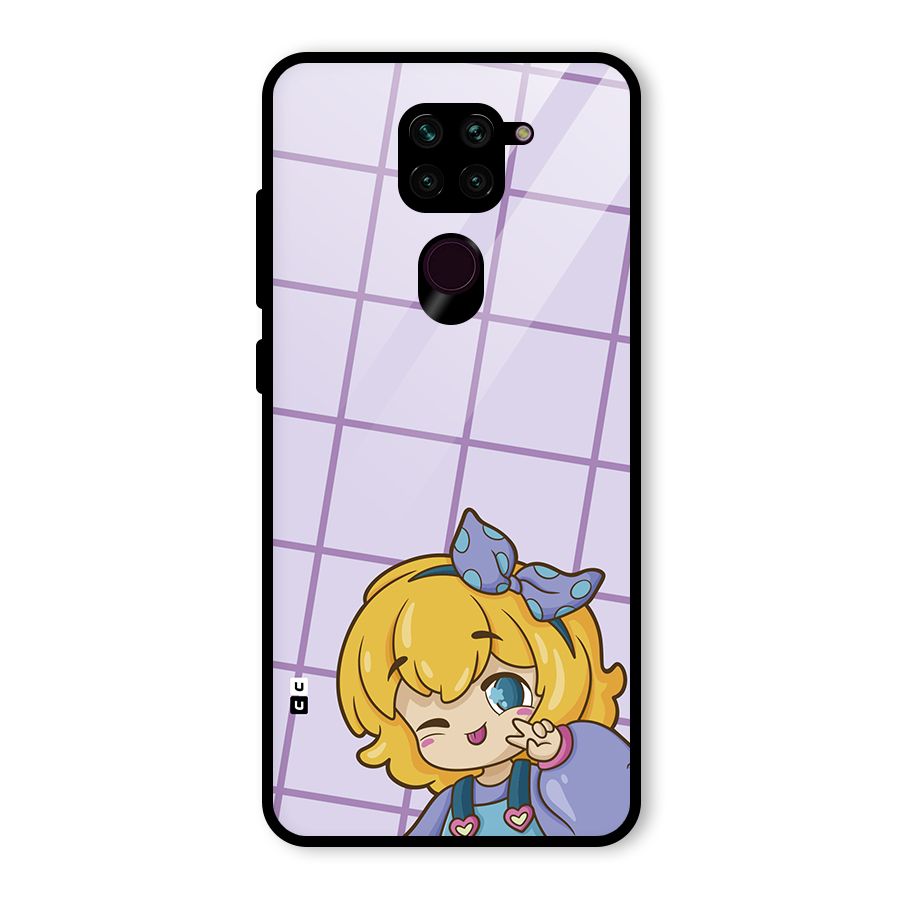 Cute Anime Illustration Glass Back Case for Redmi Note 9