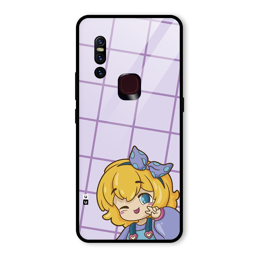 Cute Anime Illustration Glass Back Case for Vivo V15