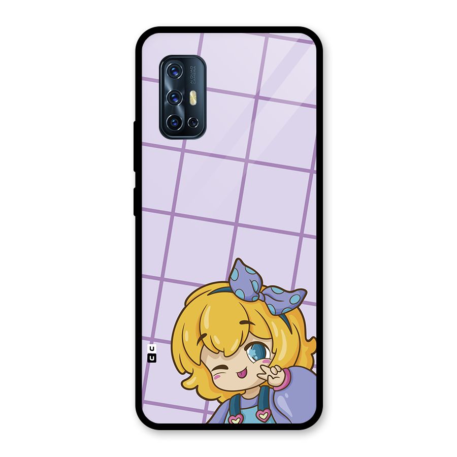 Cute Anime Illustration Glass Back Case for Vivo V17