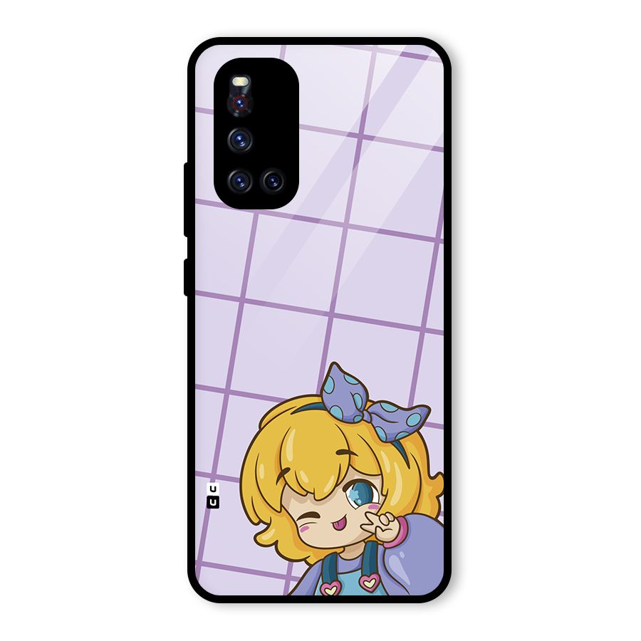Cute Anime Illustration Glass Back Case for Vivo V19
