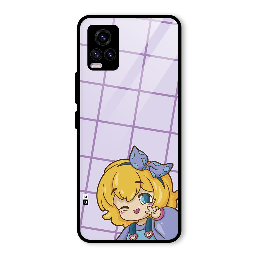 Cute Anime Illustration Glass Back Case for Vivo V20 2021