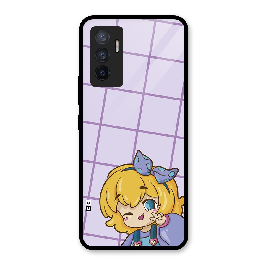 Cute Anime Illustration Glass Back Case for Vivo V23e
