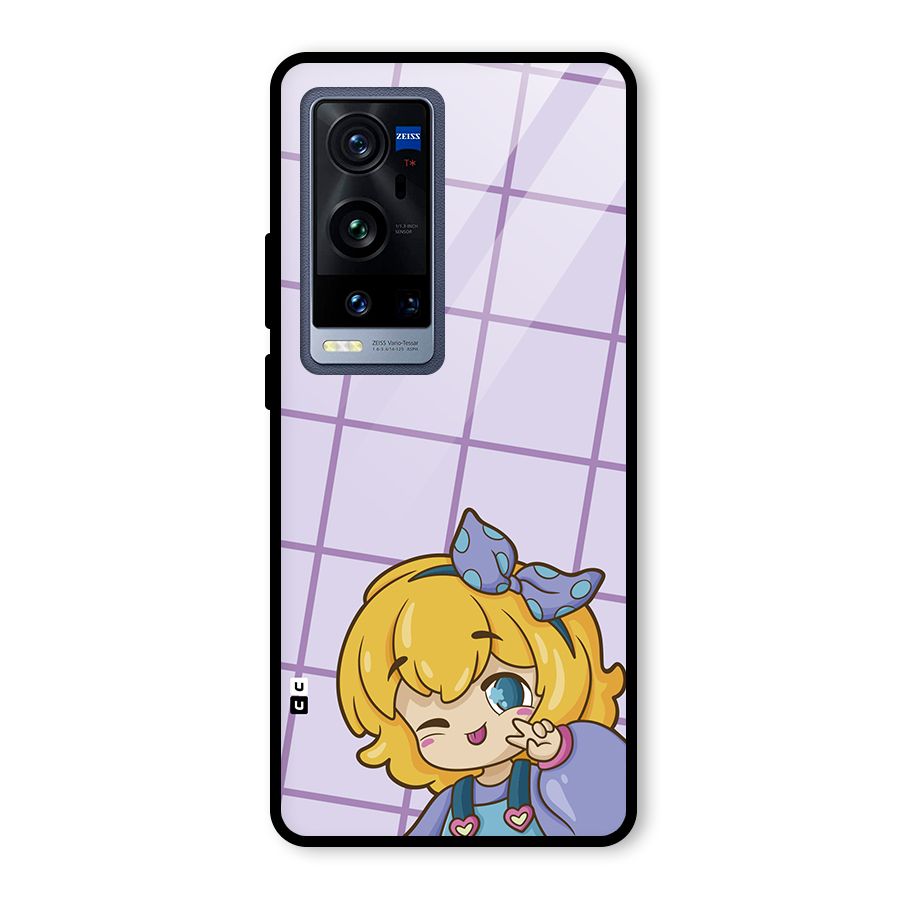 Cute Anime Illustration Glass Back Case for Vivo X60 Pro Plus
