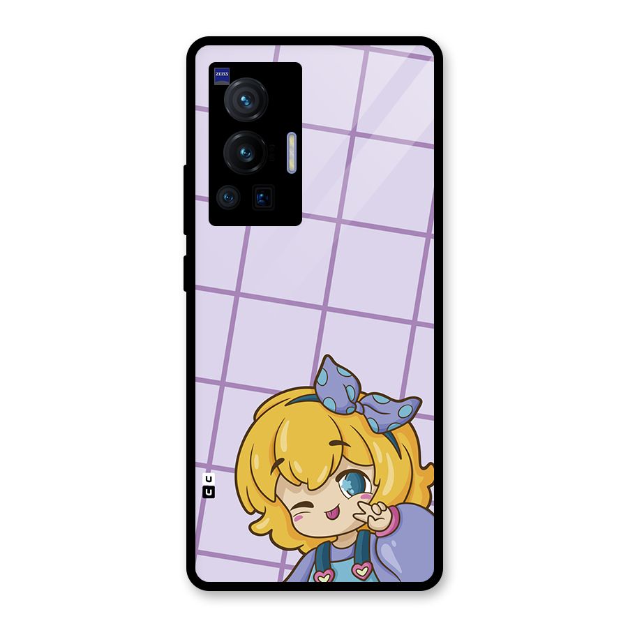 Cute Anime Illustration Glass Back Case for Vivo X70 Pro