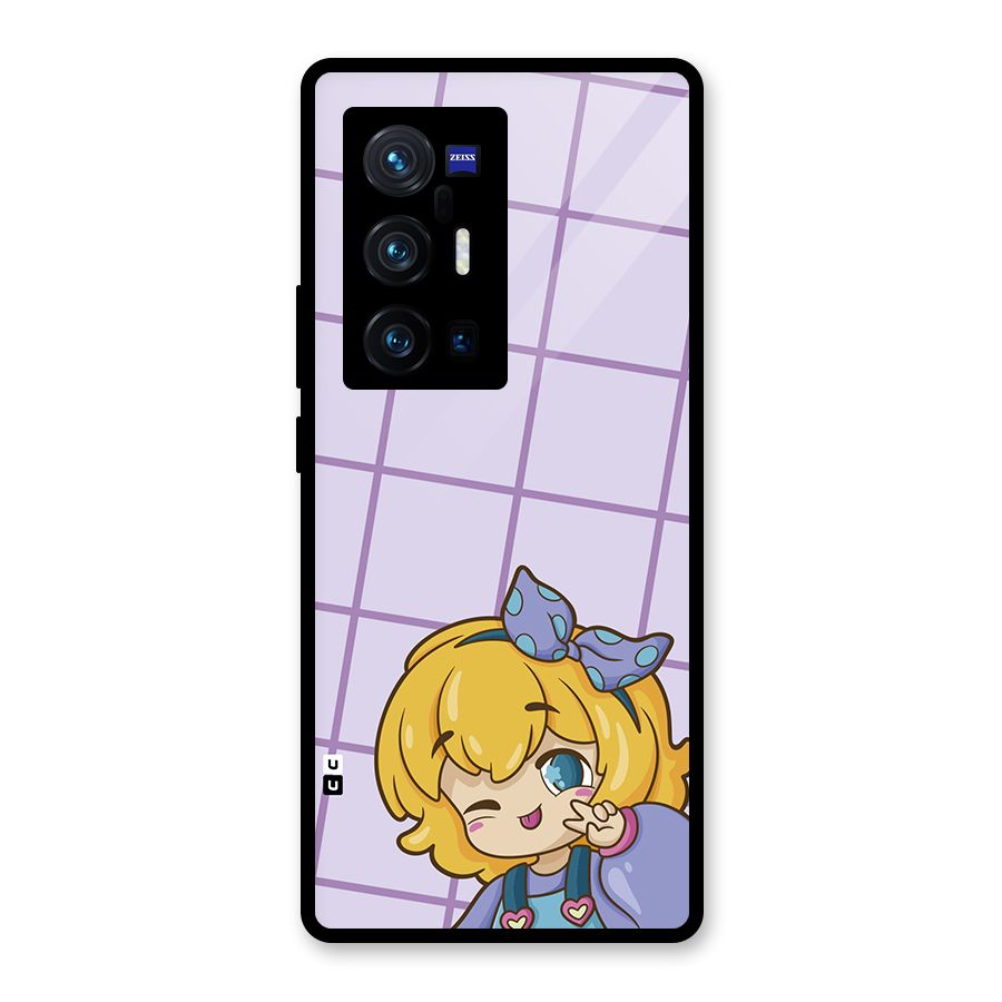 Cute Anime Illustration Glass Back Case for Vivo X70 Pro Plus