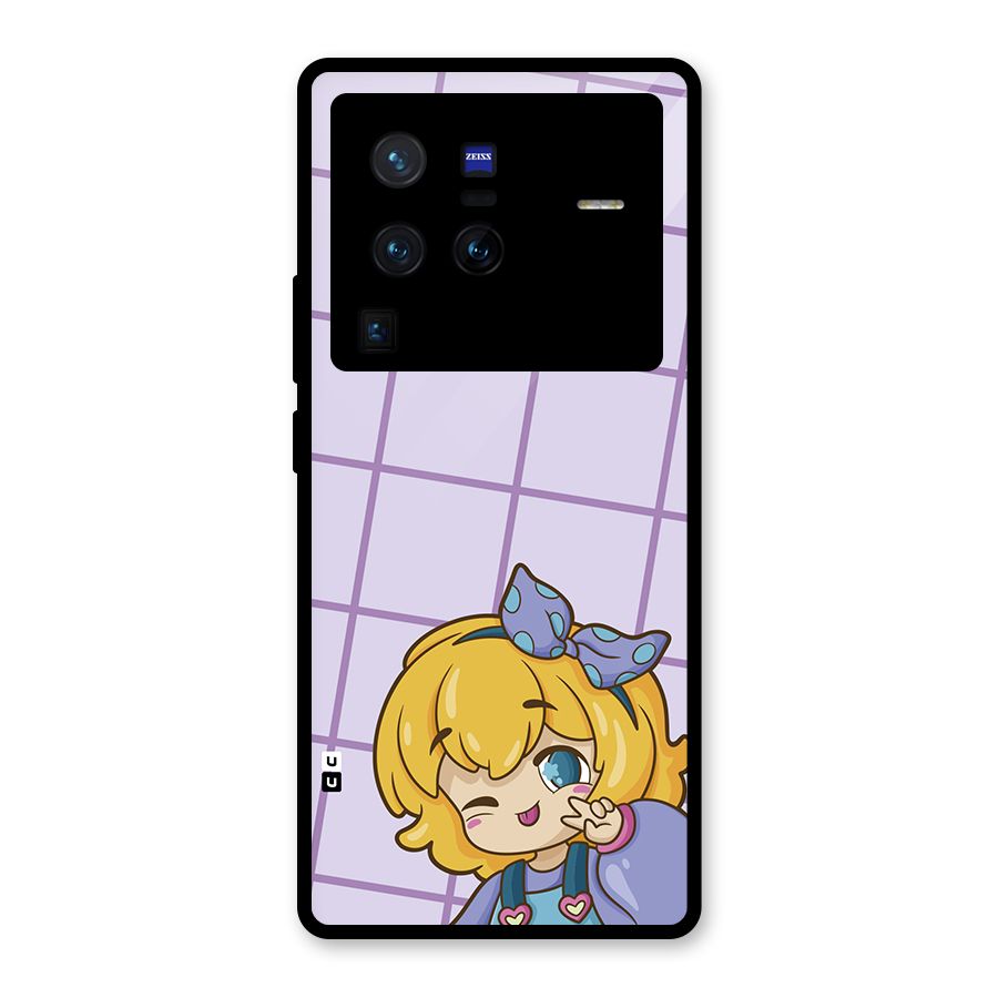 Cute Anime Illustration Glass Back Case for Vivo X80 Pro