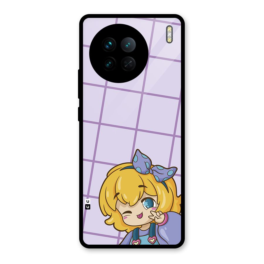 Cute Anime Illustration Glass Back Case for Vivo X90