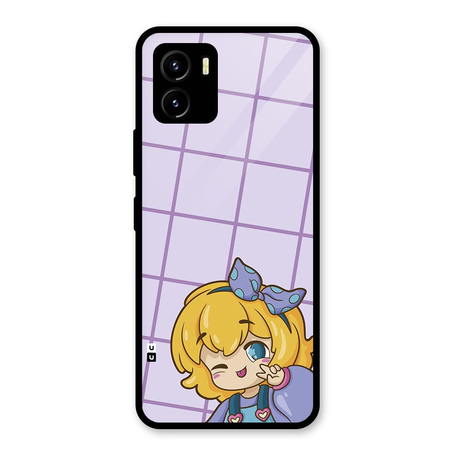 Cute Anime Illustration Glass Back Case for Vivo Y15s