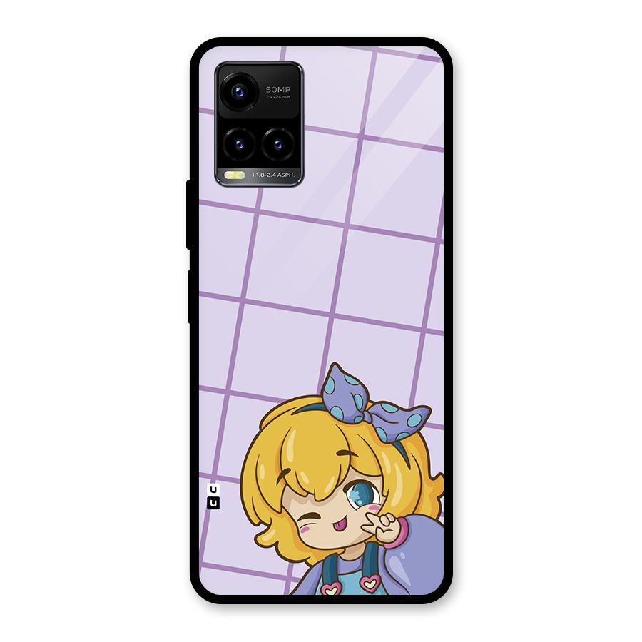 Cute Anime Illustration Glass Back Case for Vivo Y21T