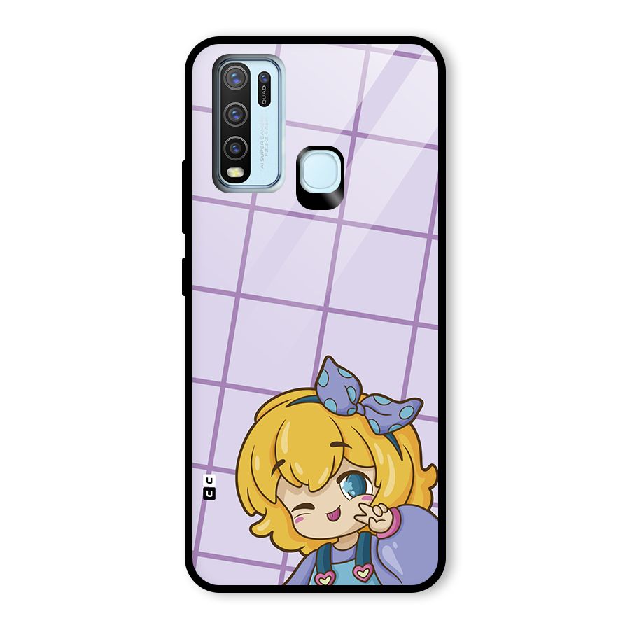 Cute Anime Illustration Glass Back Case for Vivo Y30