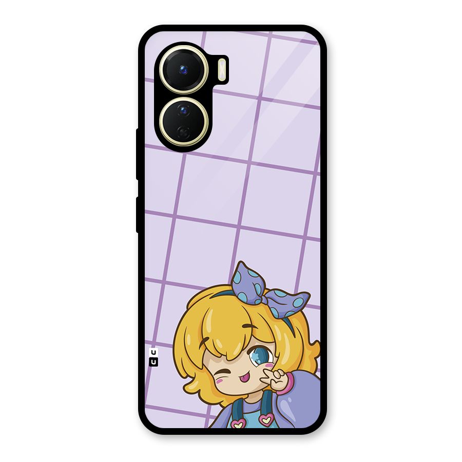 Cute Anime Illustration Glass Back Case for Vivo Y56