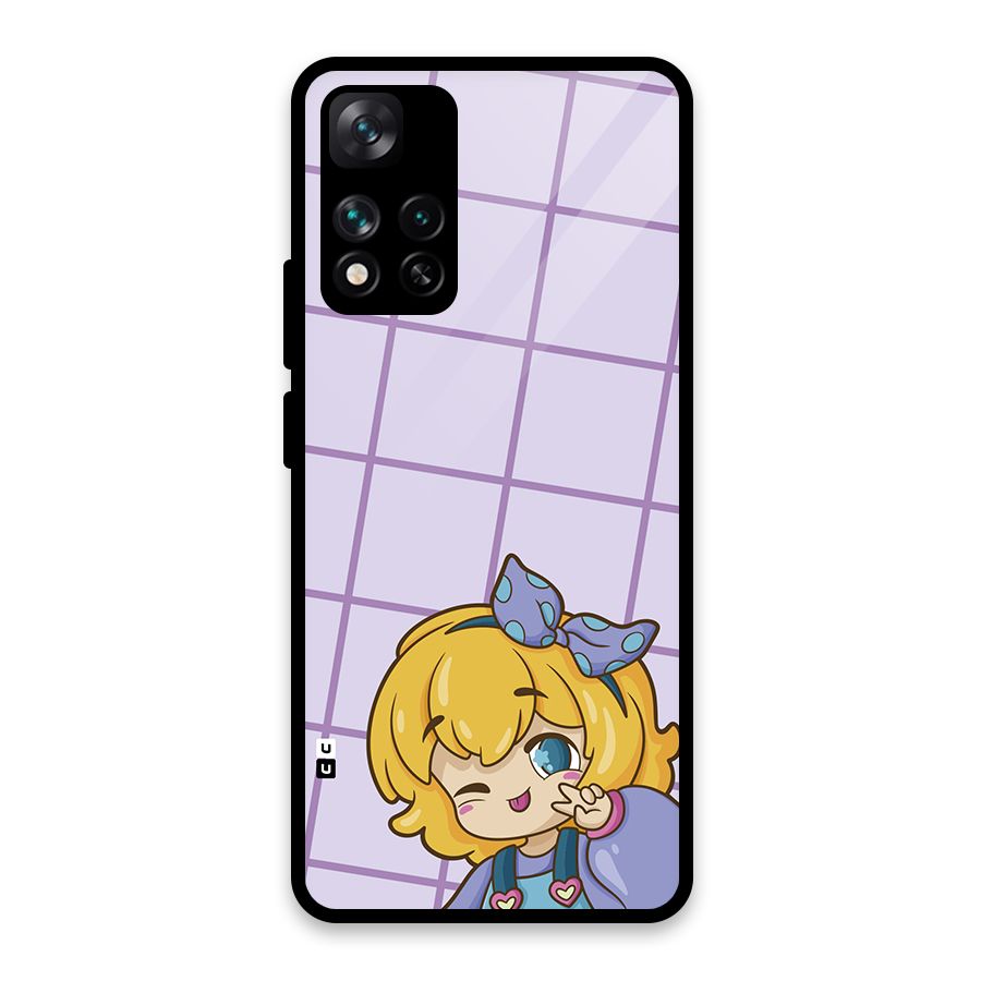 Cute Anime Illustration Glass Back Case for Xiaomi 11i HyperCharge 5G