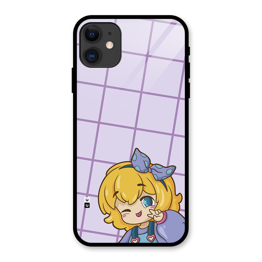 Cute Anime Illustration Glass Back Case for iPhone 11