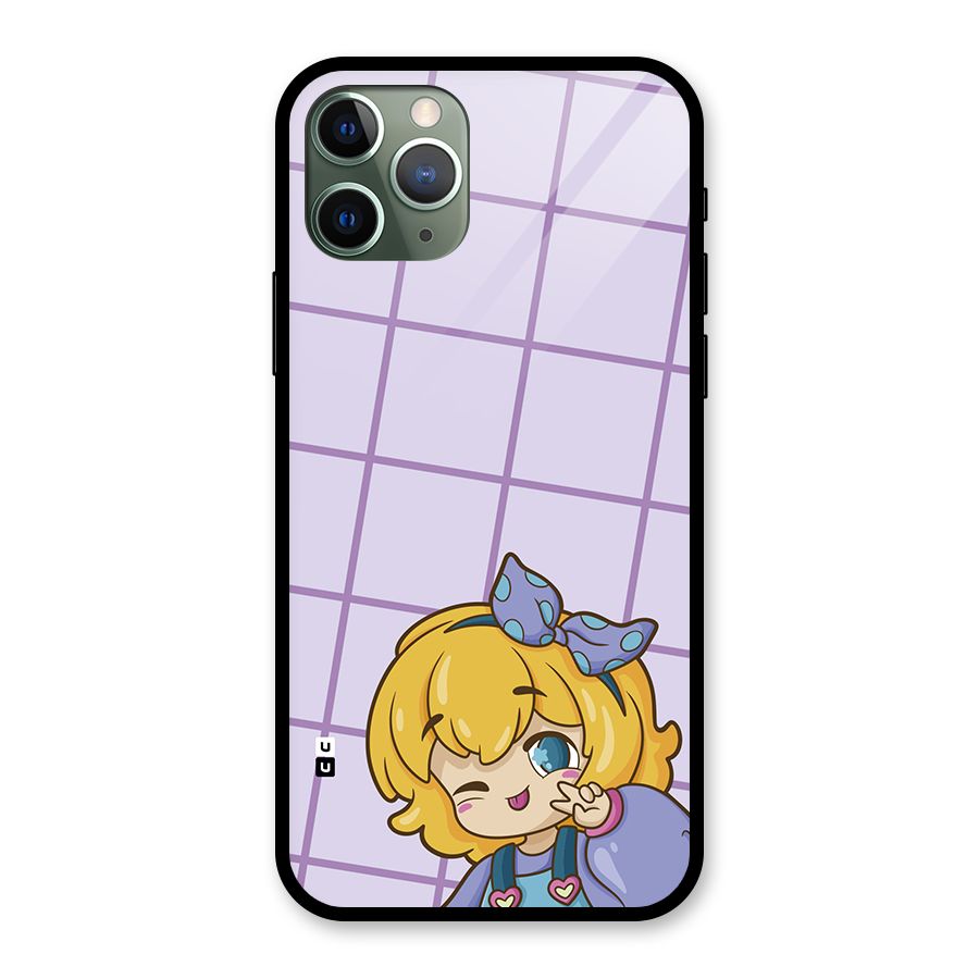 Cute Anime Illustration Glass Back Case for iPhone 11 Pro
