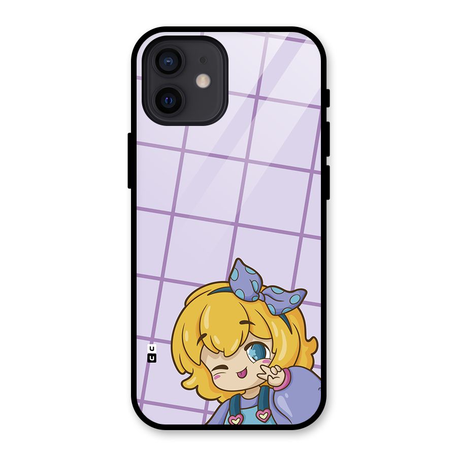 Cute Anime Illustration Glass Back Case for iPhone 12