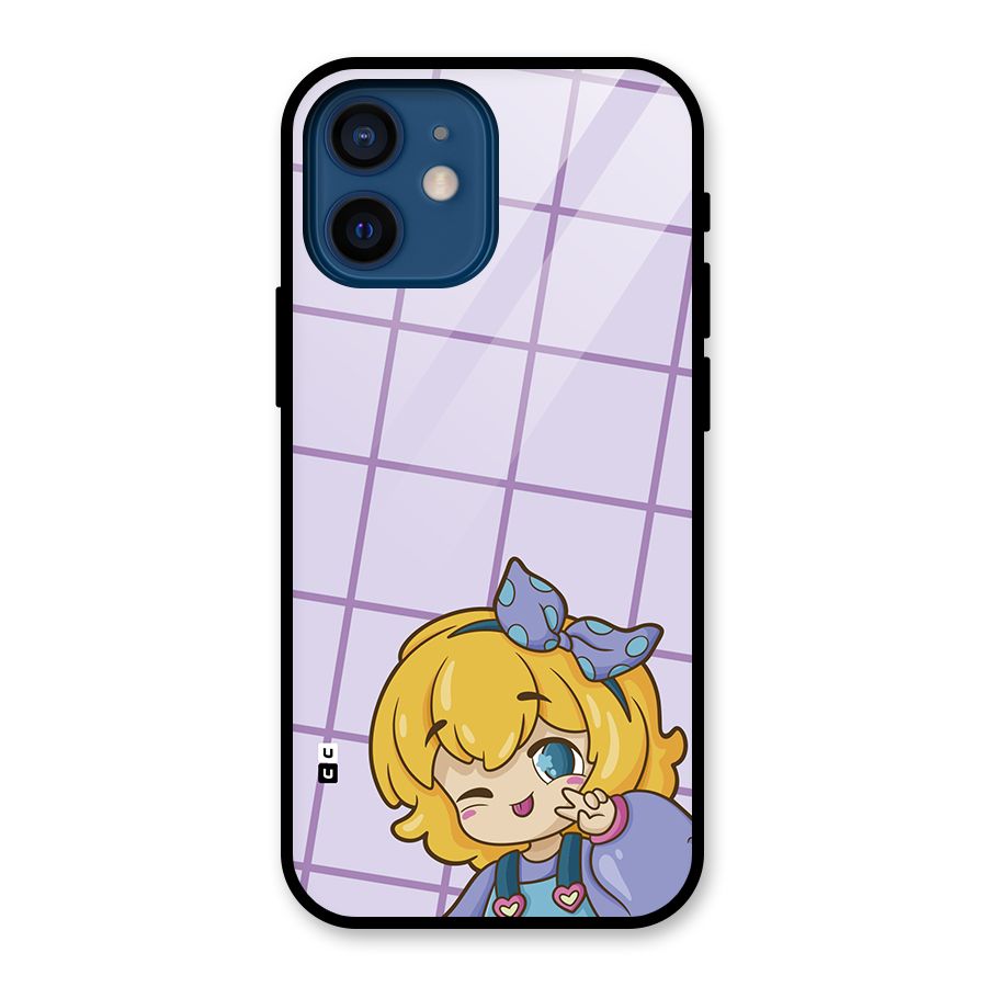 Cute Anime Illustration Glass Back Case for iPhone 12 Mini