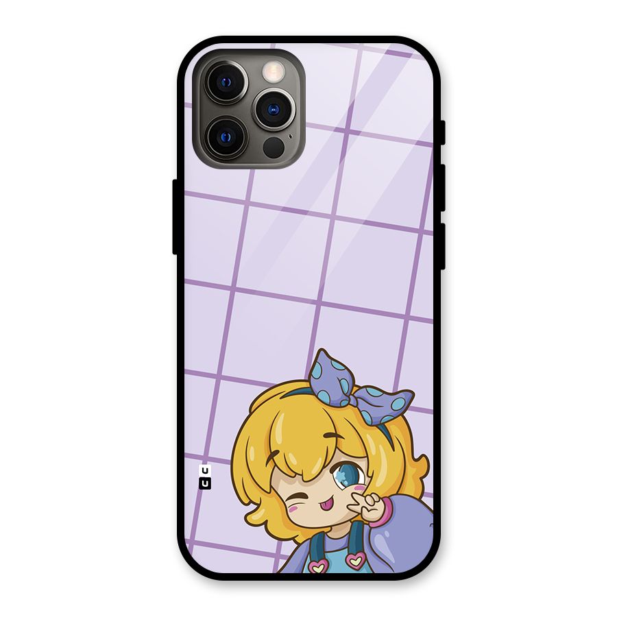 Cute Anime Illustration Glass Back Case for iPhone 12 Pro