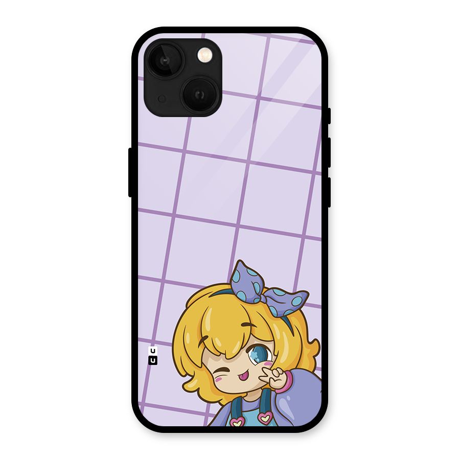 Cute Anime Illustration Glass Back Case for iPhone 13