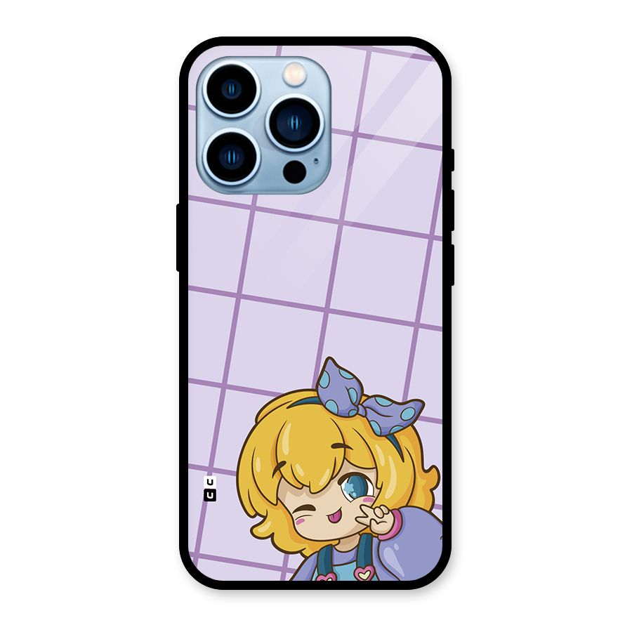 Cute Anime Illustration Glass Back Case for iPhone 13 Pro