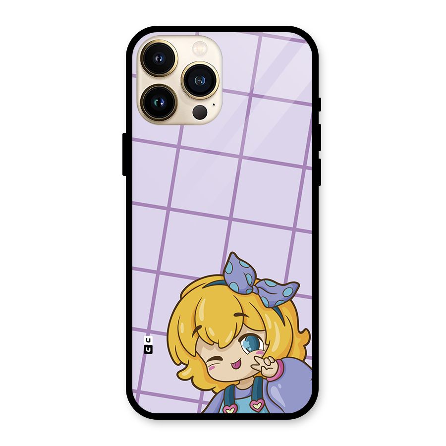 Cute Anime Illustration Glass Back Case for iPhone 13 Pro Max