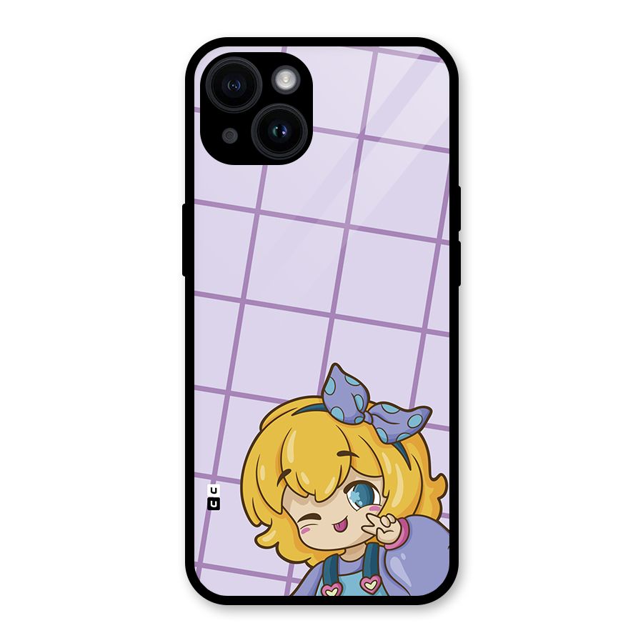Cute Anime Illustration Glass Back Case for iPhone 14