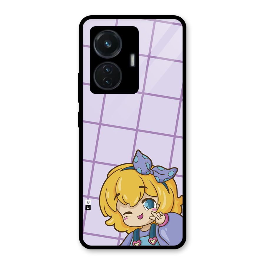 Cute Anime Illustration Glass Back Case for iQOO Z6 44W