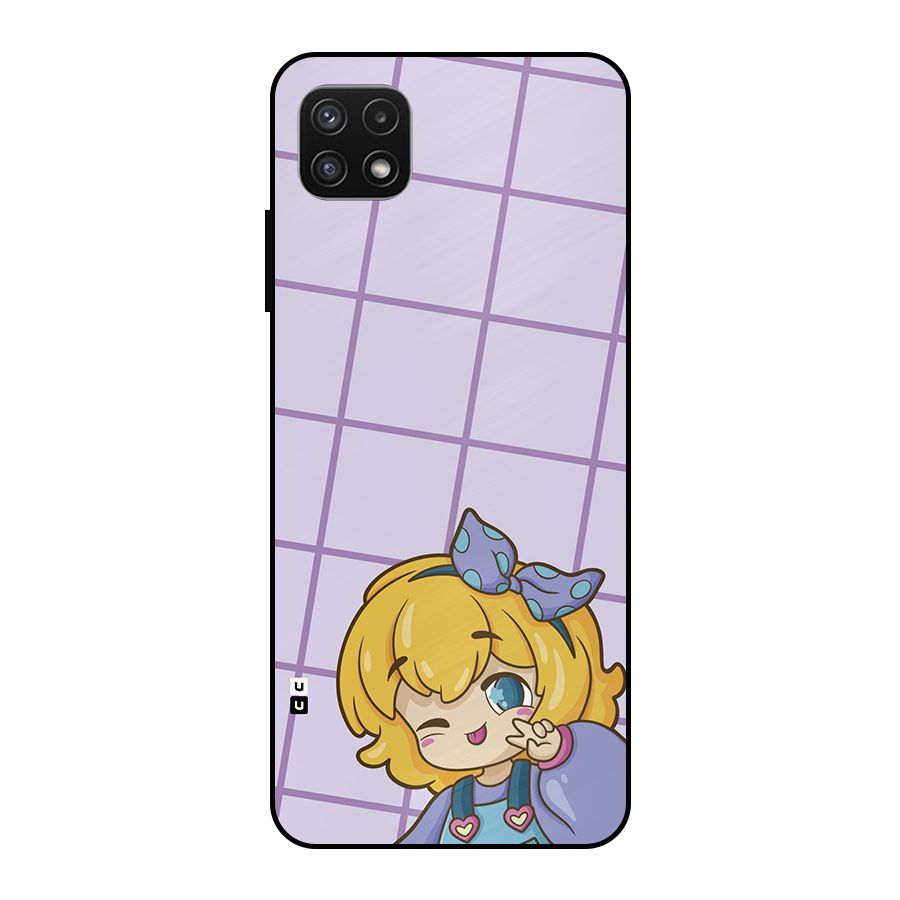 Cute Anime Illustration Metal Back Case for Galaxy A22 5G