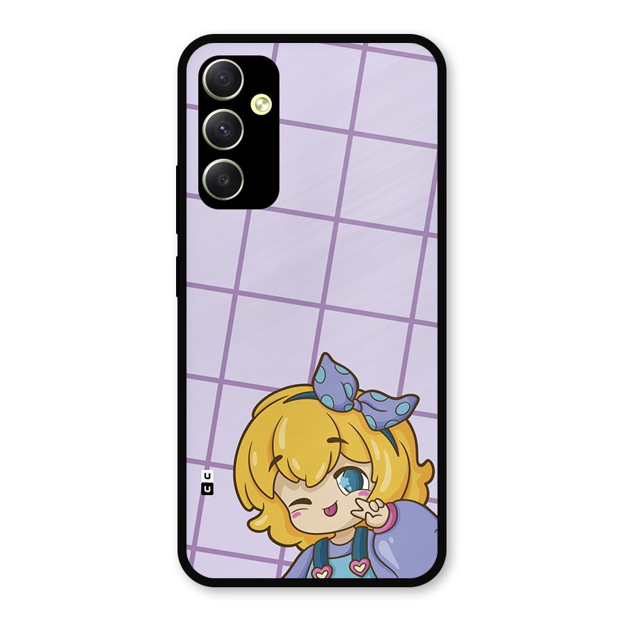 Cute Anime Illustration Metal Back Case for Galaxy A34