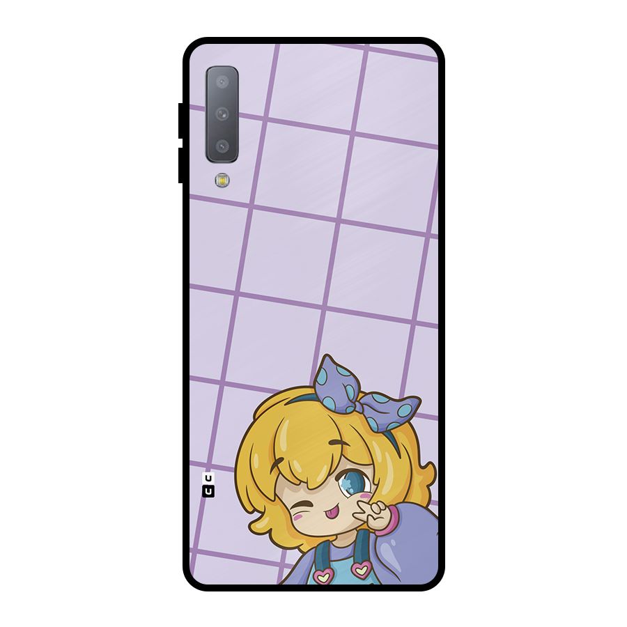 Cute Anime Illustration Metal Back Case for Galaxy A7 (2018)