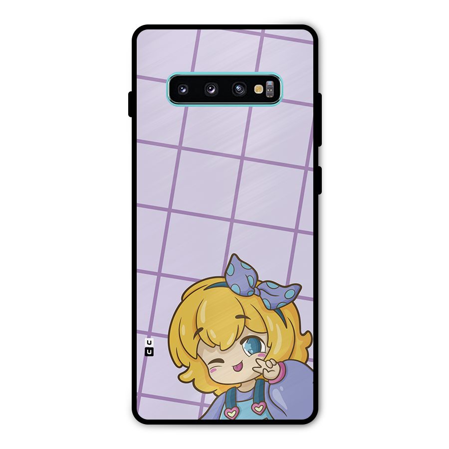 Cute Anime Illustration Metal Back Case for Galaxy S10 Plus