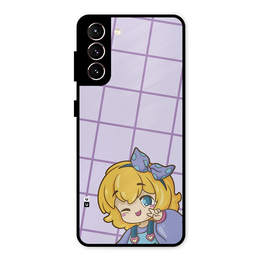 Cute Anime Illustration Metal Back Case for Galaxy S21 5G