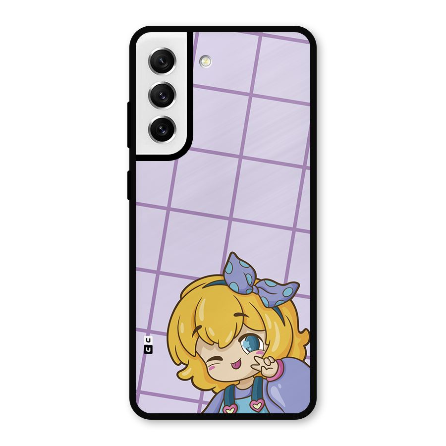 Cute Anime Illustration Metal Back Case for Galaxy S21 FE 5G