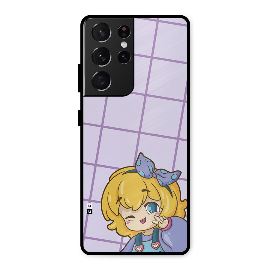 Cute Anime Illustration Metal Back Case for Galaxy S21 Ultra 5G