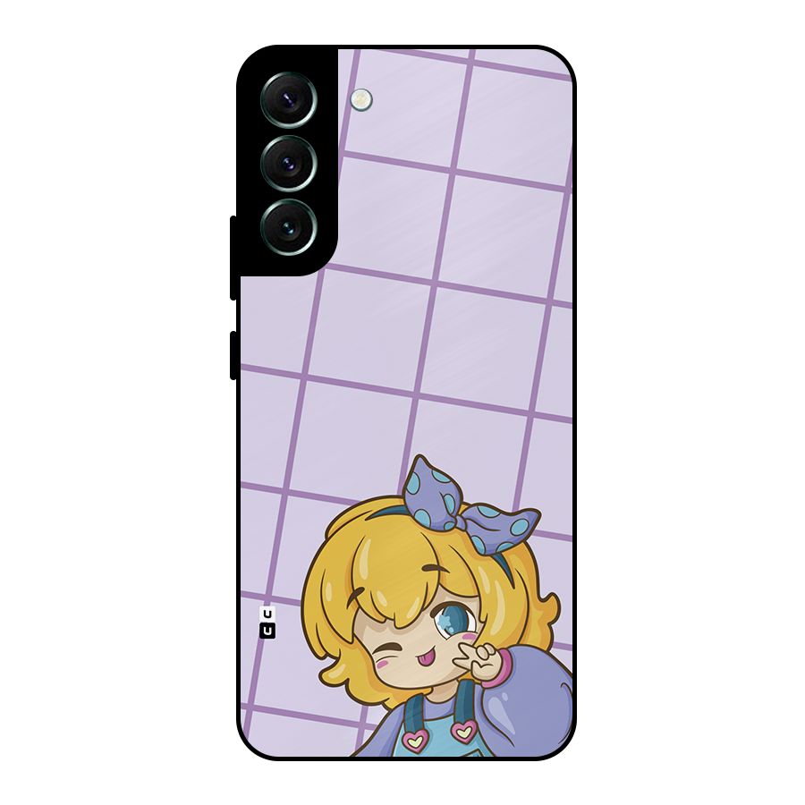 Cute Anime Illustration Metal Back Case for Galaxy S22 Plus 5G