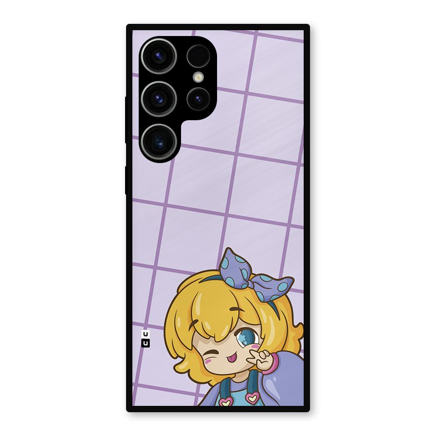 Cute Anime Illustration Metal Back Case for Galaxy S23 Ultra