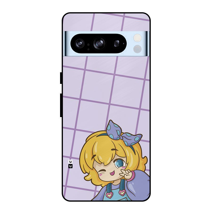 Cute Anime Illustration Metal Back Case for Google Pixel 8 Pro