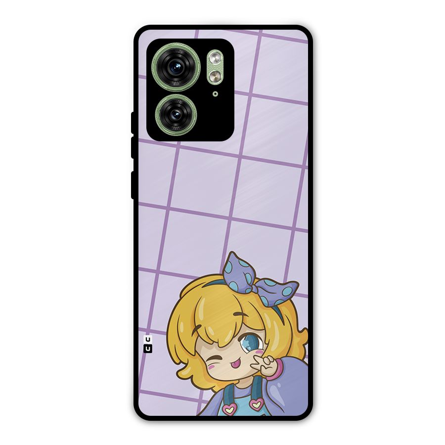 Cute Anime Illustration Metal Back Case for Motorola Edge 40 5G