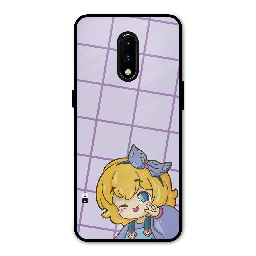 Cute Anime Illustration Metal Back Case for OnePlus 7