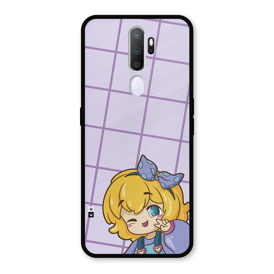 Cute Anime Illustration Metal Back Case for Oppo A5 (2020)
