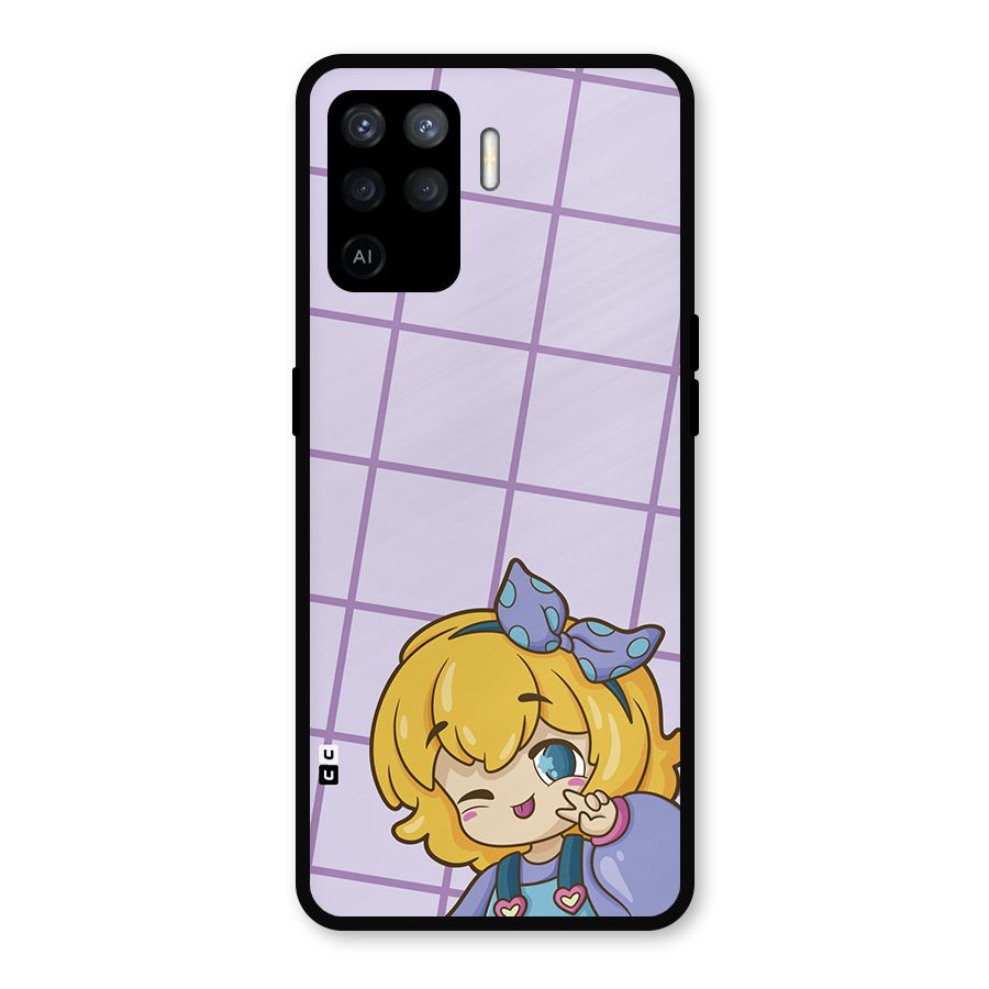 Cute Anime Illustration Metal Back Case for Oppo F19 Pro
