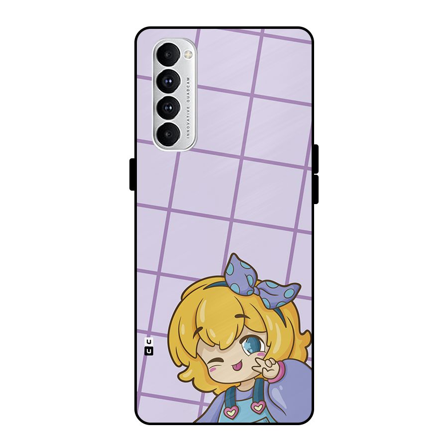 Cute Anime Illustration Metal Back Case for Oppo Reno4 Pro